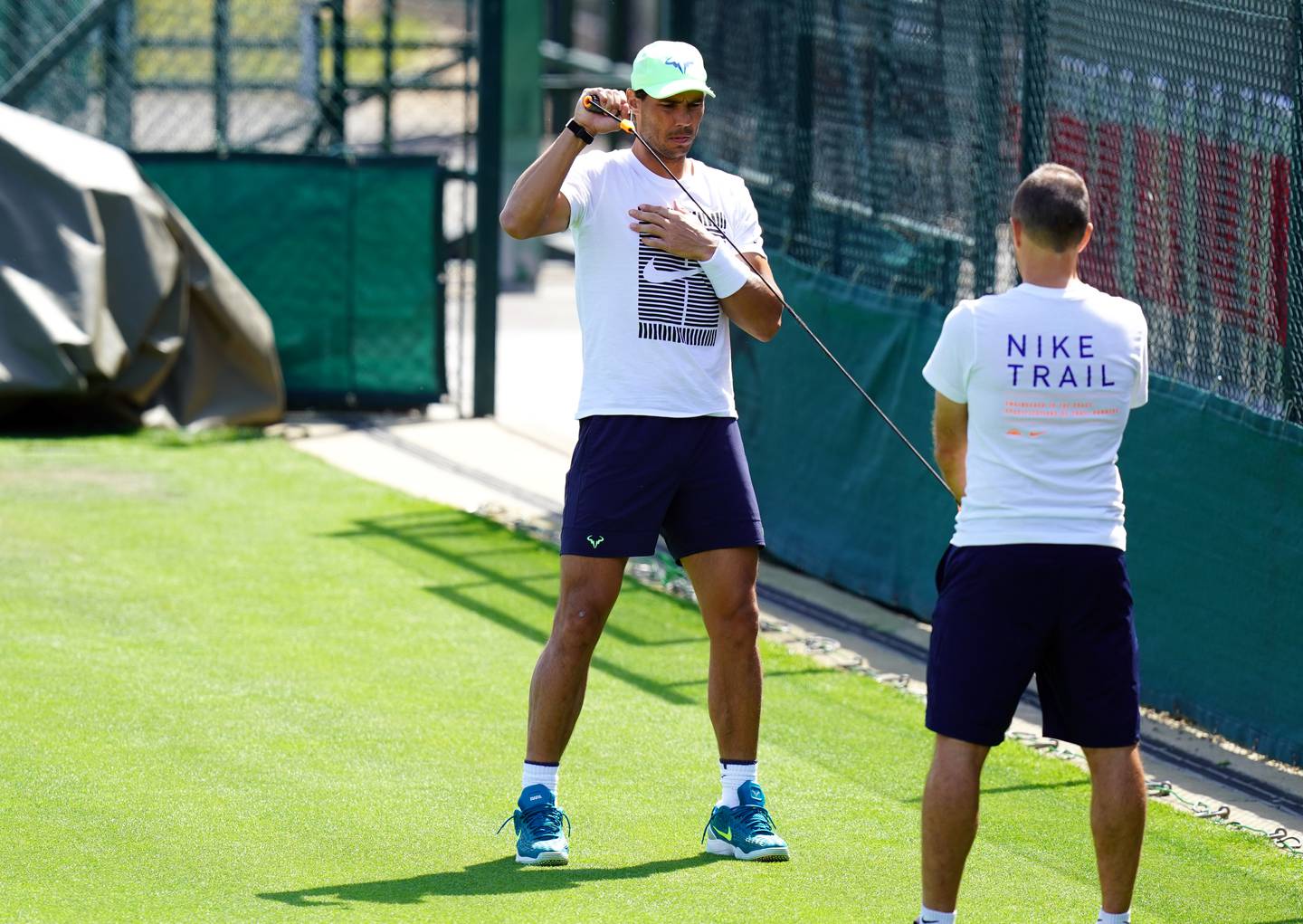 Rafael Nadal during a practice session on Tuesday, June 21, 2022. PA