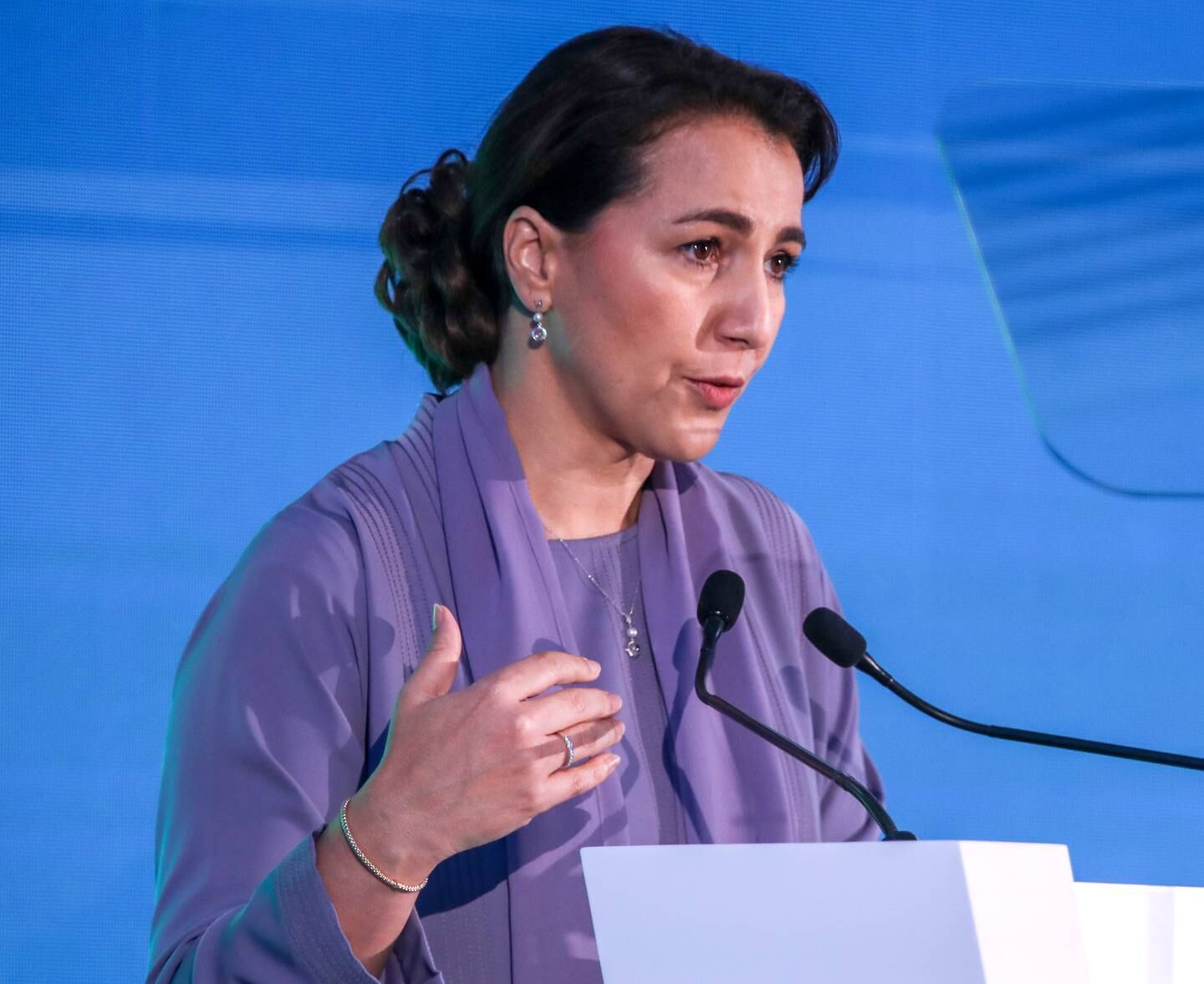 Mariam Al Mheiri, Minister of Climate Change and Environment and Minister of State for Food Security, said the world must come together to strengthen food security. Victor Bessa/The National