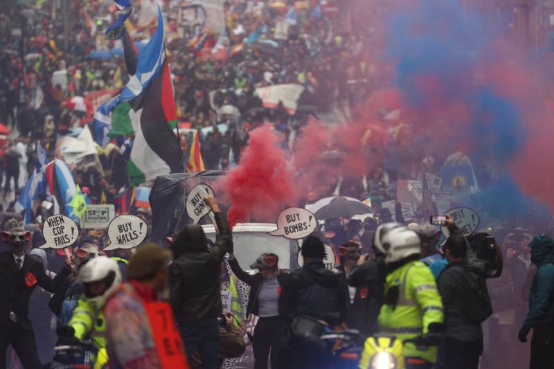 People protest in Glasgow. Photo: Reuters