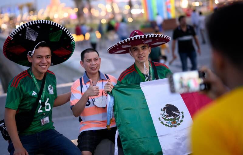 Smiles and sombreros from Mexican fans at the Corniche. Getty