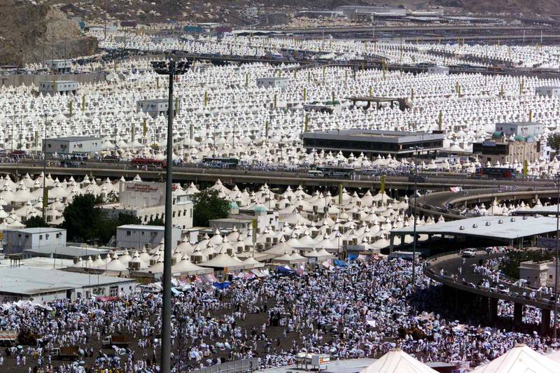 Tents erected in Mina for pilgrims to spend the first day of Eid Al Adha, or the feast of sacrifice, in March 1999. The feast marks the end of the annual pilgrimage. AFP