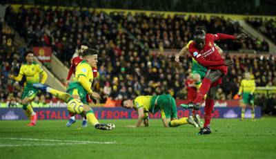 February 15, 2020, Norwich City 0 Liverpool 1:  Sadio Mane scores the only goal to take Liverpool 25 points clear. Reuters