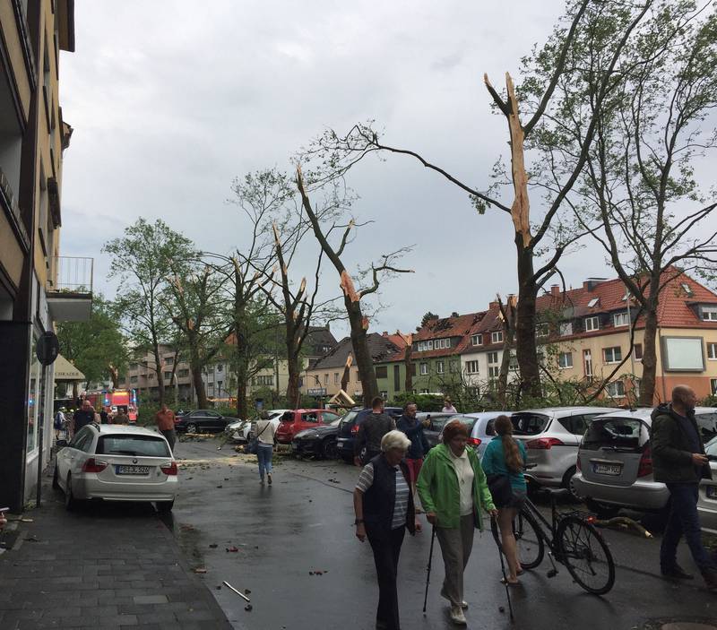 People walk through Paderborn after the tornado. Reuters