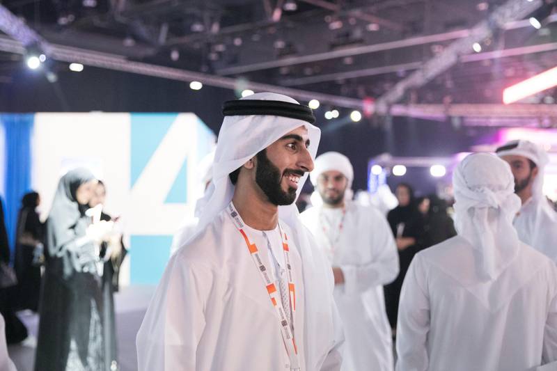 ABU DHABI, UNITED ARAB EMIRATES - OCTOBER 08, 2018. Khaled Al Blooshi, 20, at Mohammed Bin Zayed Council for Future Generations sessions, held at ADNEC.(Photo by Reem Mohammed/The National)Reporter: SHIREENA AL NUWAIS + ANAM RIZVISection:  NA