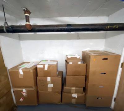 Boxes of records that had been stored in the Lake Room at Mar-a-Lago. AP