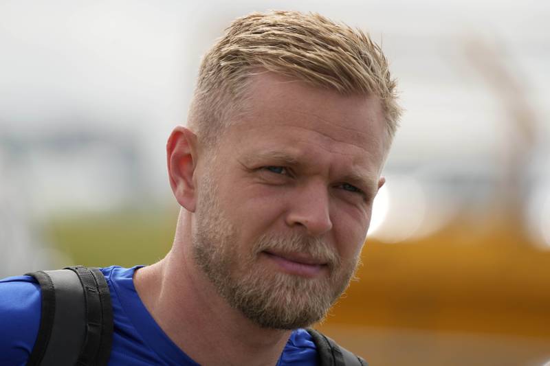 Haas driver Kevin Magnussen arrives for the British Grand Prix. AP