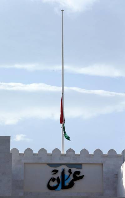 The Omani flag is seen at half-mast in the capital Muscat. AFP