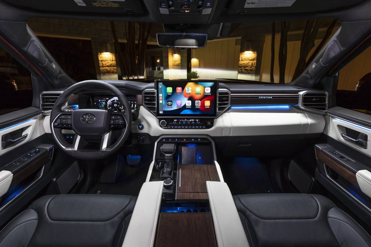 The Sequoia's interior features leather-trimmed seating, a 14-inch touchscreen, a head-up display and panoramic sunroof options. Photo: Toyota