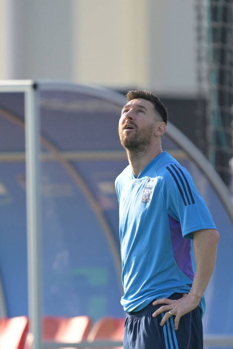 Messi takes part in a training session. AFP