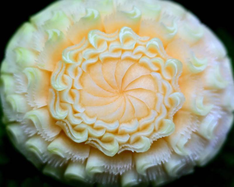 A delicate design on a melon.