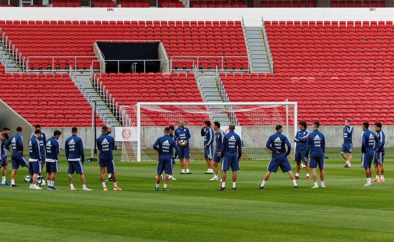 Argentina's players participate in a training session at the Beira Rio stadium. EPA