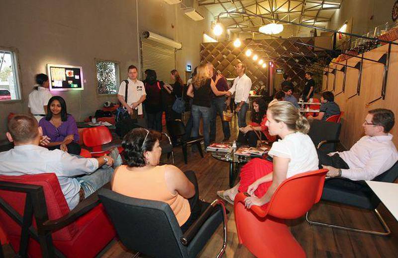 Twitter and Facebook users socialise at Wednesday's GeekFest evening in Dubai.