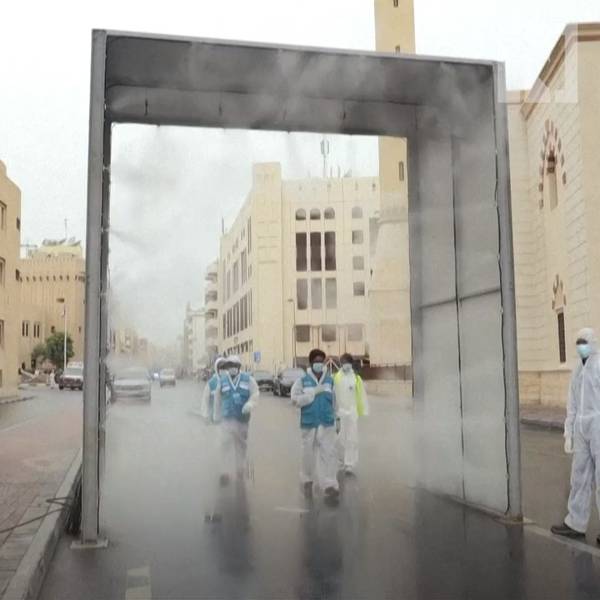 Dubai sets up disinfection booth for residents in Naif