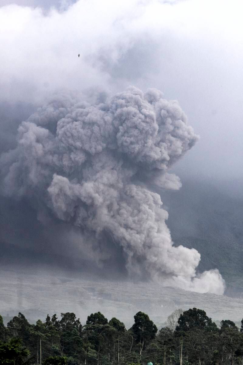 Mount Semeru spews volcanic materials to the air. EPA