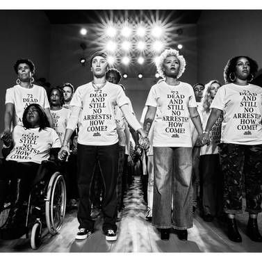 Singer Emeli Sandé and model Adwoa Aboah stood in solidarity with Grenfell survivors at the opening of London Fashion Week. Emeli Sande / Instagram 