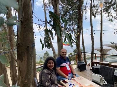Gagan and Vaishali Seth flew from Delhi to Addis Ababa where they quarantined for two weeks before returning to Dubai. The couple were in India to take care of Gagan's elderly parents who tested positive for Covid-19.