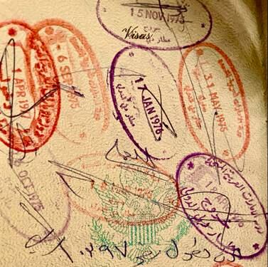 Manal Ataya's father arrived in the UAE in May 1975. The red stamp on the top right marks his entry into the country. Manal Ataya