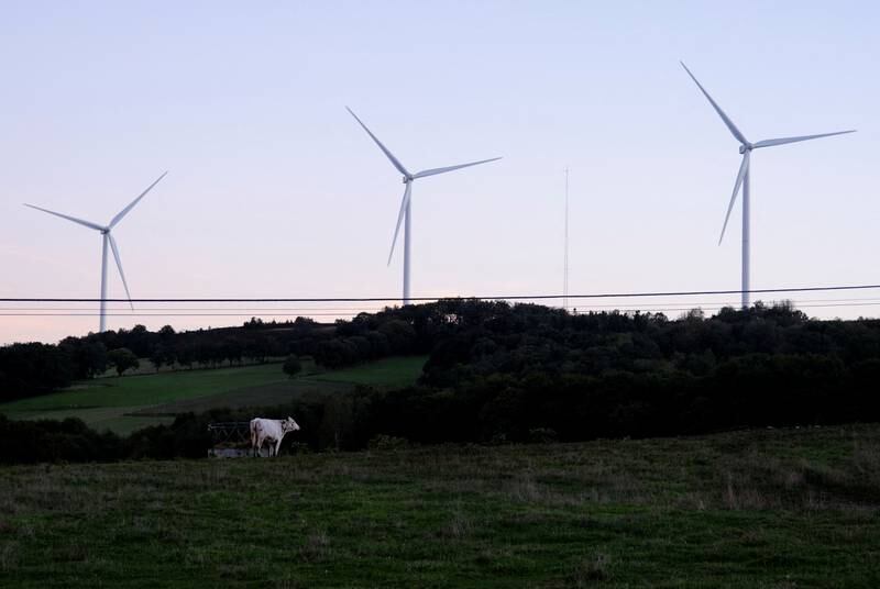 Wind turbines in Galicia, Spain. Total exports of green technologies from developed countries jumped to more than $156bn in 2021.  Reuters