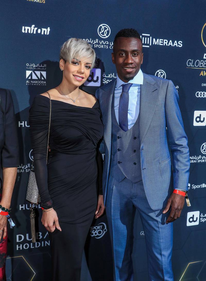 Dubai, U.A.E. . January 3, 2019.Global Soccer Awards, red carpet at the Madinat Jumeirah.  (L-R) French fotball player, Blaise Matuidi and wife Isabelle.Victor Besa / The NationalSection:  SPReporter: