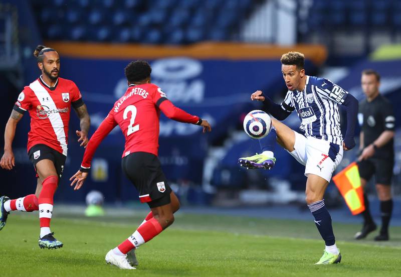 Callum Robinson of West Bromwich in action against Kyle Walker-Peters of  Southampton. EPA