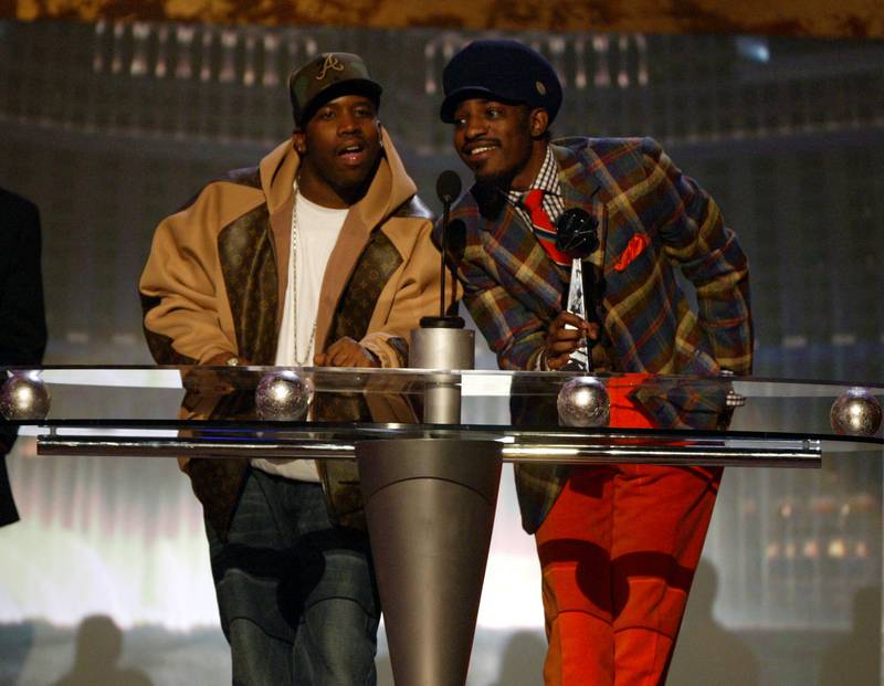 Outkast, featuring rappers Big Boi, left, and Andre 3000, won big at the 2003 Billboard Music Awards for 'Hey Ya'. Getty Images
