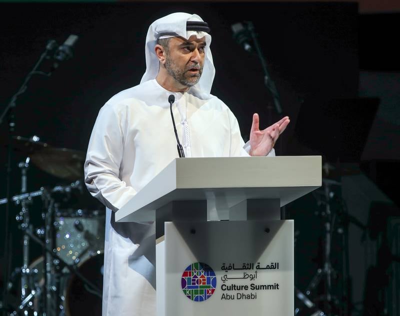 Omar Saif Ghobash, UAE Ambassador to the Vatican, delivered the opening speech of the final day of Culture Summit Abu Dhabi. Victor Besa / The National