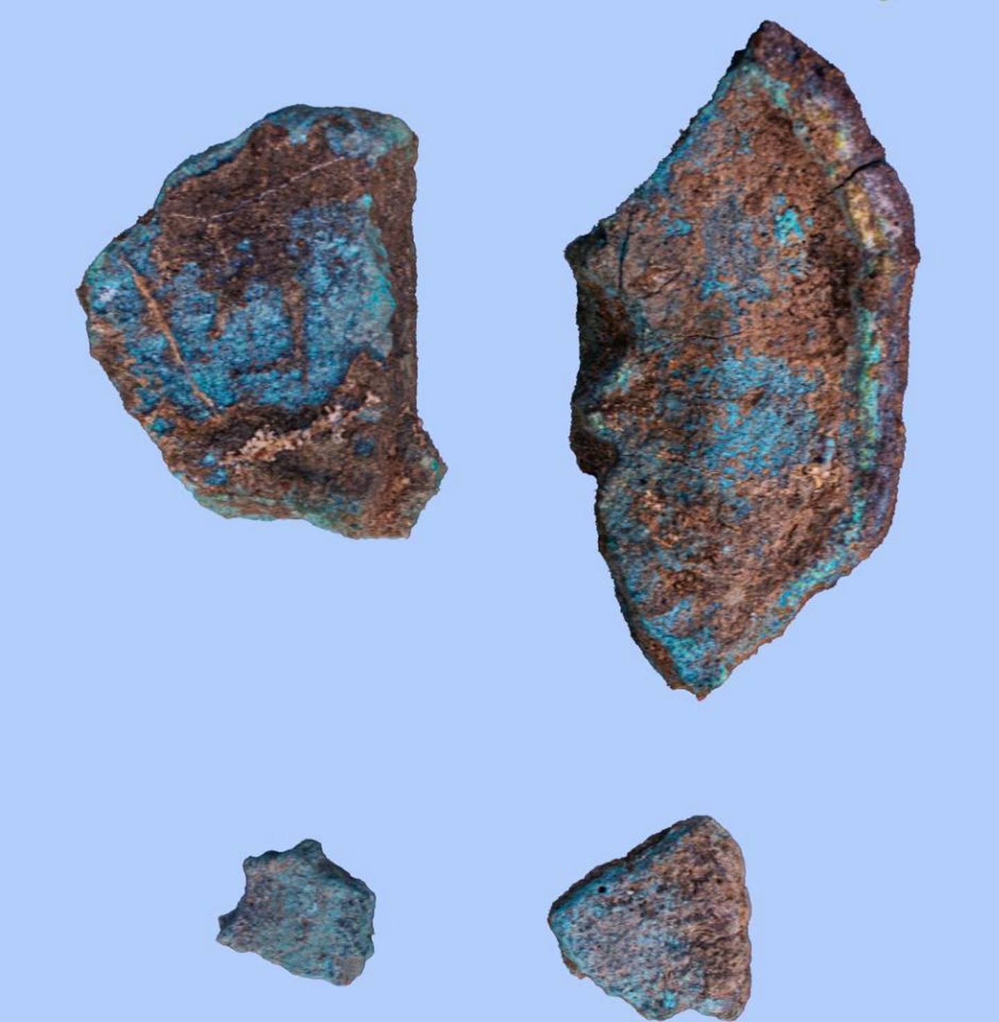 Shards of copper found at the              Tell El Kedwa fortress in Egypt's North Sinai province. 