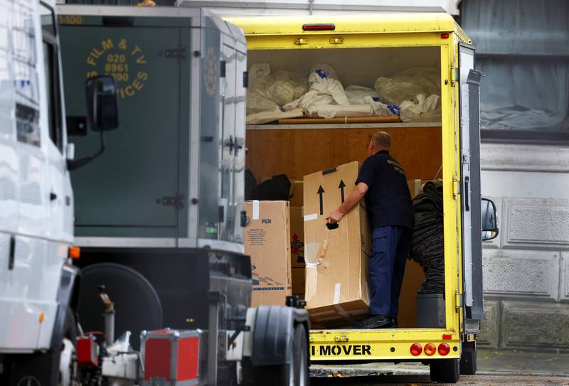 A worker loads a removal van with boxes outside 10 Downing Street. Reuters