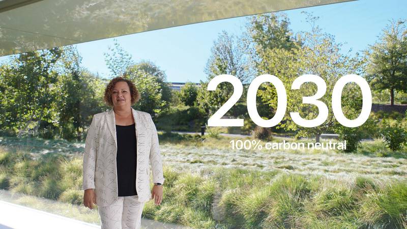 Apple's vice president of Environment, Policy and Social Initiatives Lisa Jackson discussing how Apple will make all of its products carbon neutral by 2030 during an Apple Event at Apple Park in Cupertino, California, USA.  EPA