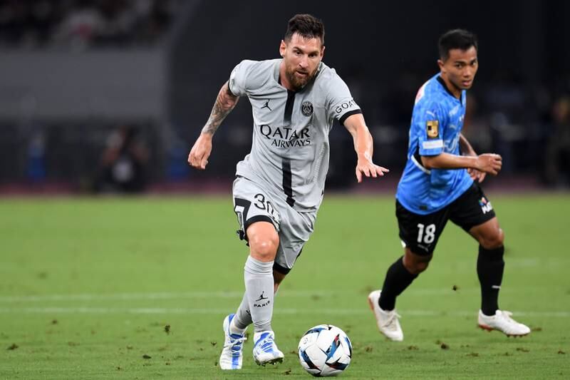 PSG attacker Lionel Messi on the attack. Getty