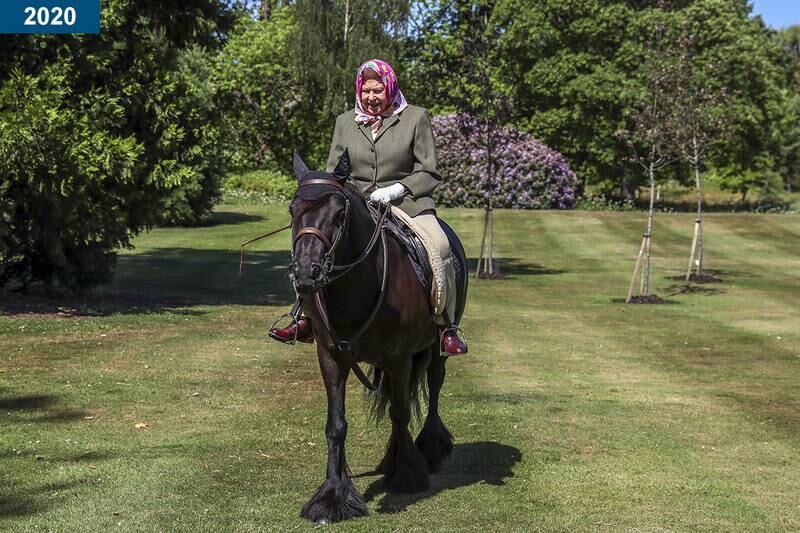 2020: Riding at Windsor. The queen has been in residence at Windsor Castle during the coronavirus pandemic.