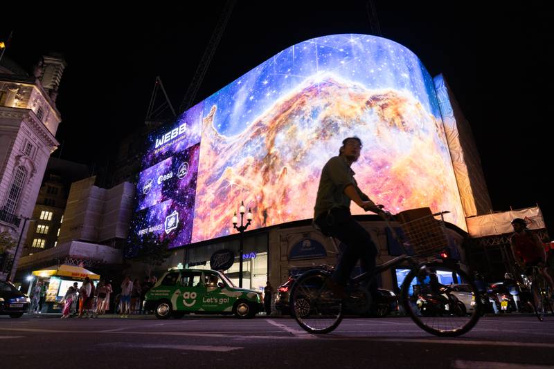 Nasa broadcast the first images from the James Webb Space Telescope in Piccadilly Circus, central London, on Tuesday evening. Experts say early observations are expected to change the face of astronomy forever. PA