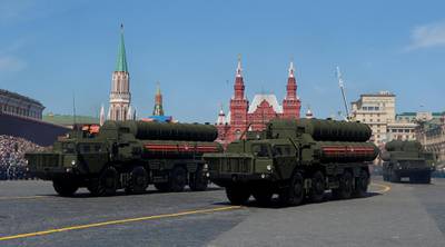 FILE PHOTO: Russian S-400 missile air defence systems on display during a parade marking the 73rd anniversary of the victory over Nazi Germany in World War Two, at Red Square in Moscow, May 9, 2018. REUTERS/Sergei Karpukhin/File Photo
