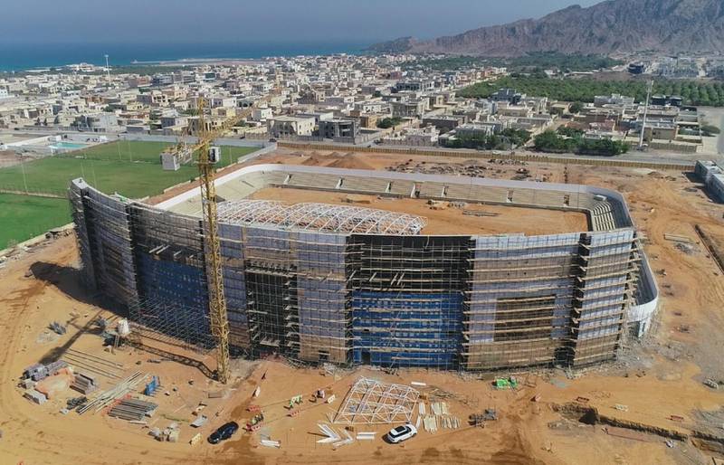 Progress at the Dibba Fujairah Sports Club Stadium project in Al Ras, Dibba Fujairah.