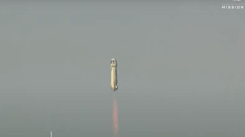 The fully reusable suborbital vehicle lifted off at 5.26pm, UAE time, carrying the crew capsule towards the final frontier. 
