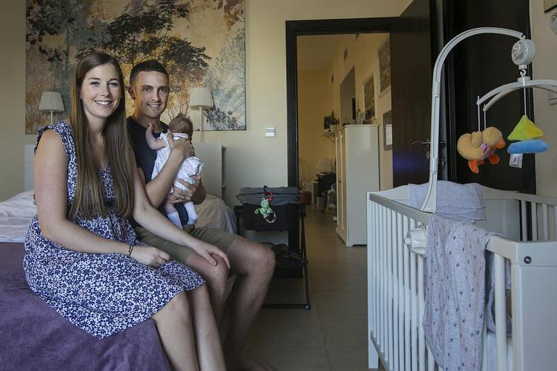 Jo Peacock and her husband Nathan Sadler downsized from a two-bedroom villa apartment to a one-bedroom apartment in Dubai. Mona Al Marzooqi / The National