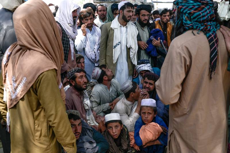 Afghans gather at the Spin Boldak crossing after the Taliban stopped them from entering Pakistan. Photo: AFP