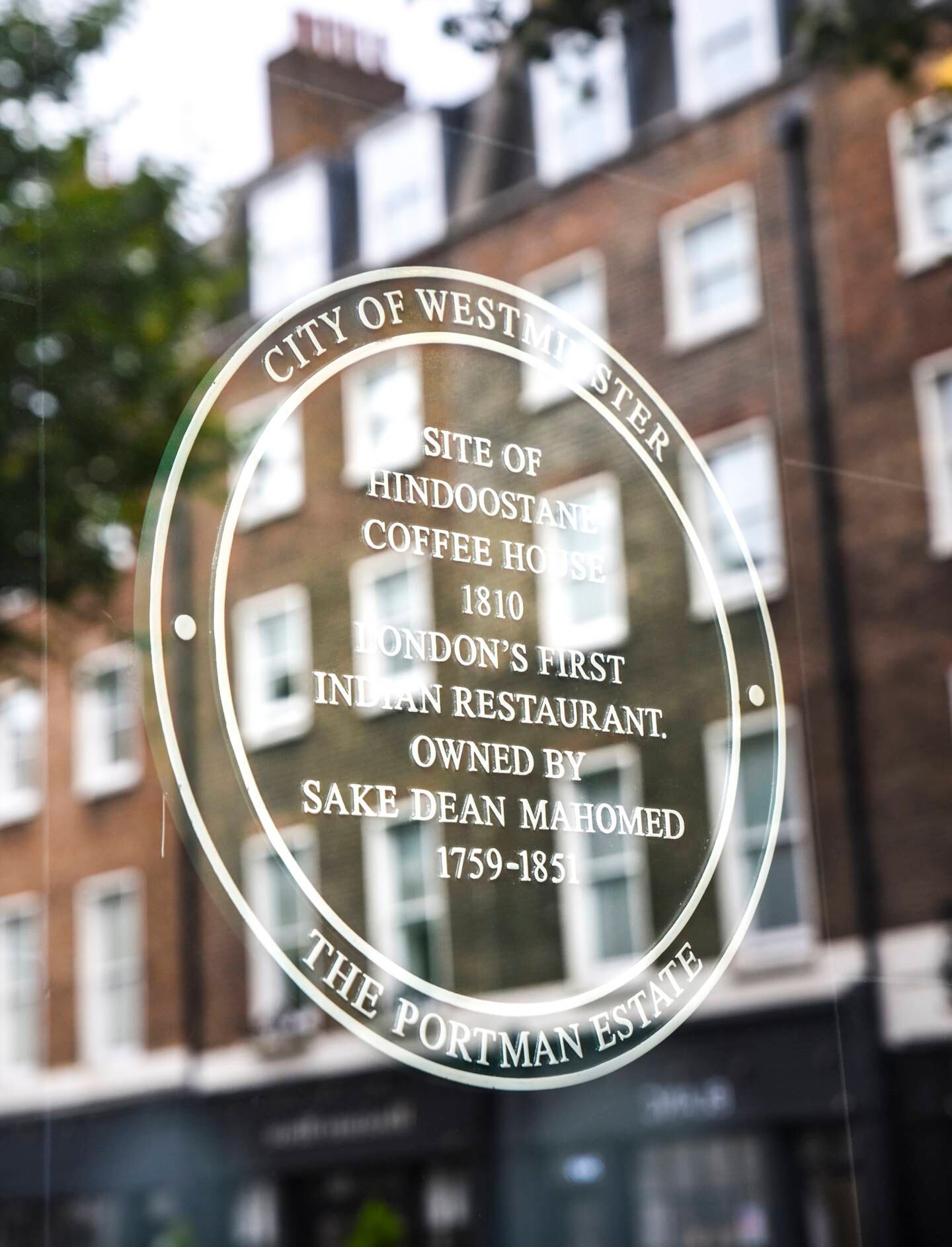 A plaque marks the site of London's first Indian restaurant, opened by Mahomed. Photo: Ronan O'Connell