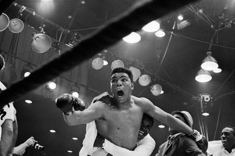 Ali, who at the time was known as Cassius Clay, after defeating Sonny Liston in 1964 to win the heavyweight title. Getty