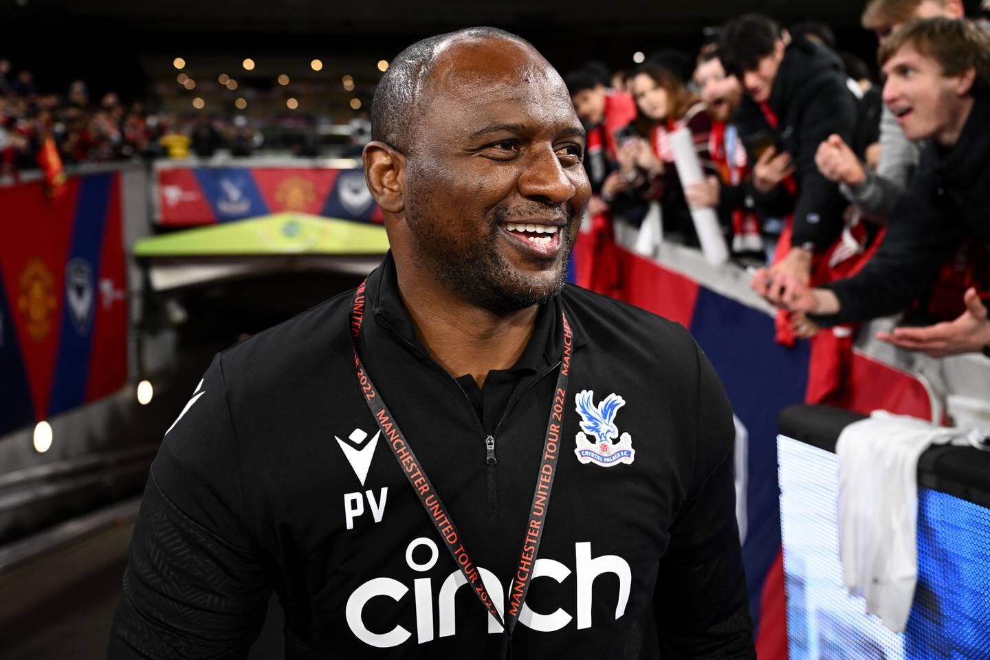 Crystal Palace manager Patrick Vieira is all smiles before the game in Melbourne on Tuesday. EPA