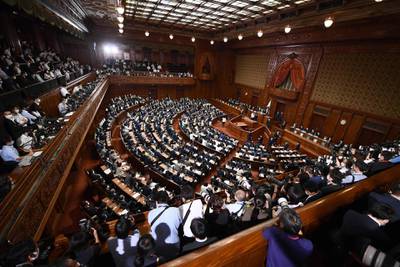 Members of the Lower House attend a parliament session to vote for the next prime minister in Tokyo.  AFP