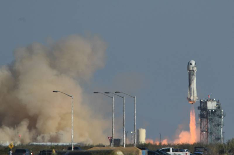 The New Shepard launch was the rocket's second manned voyage into space. AFP
