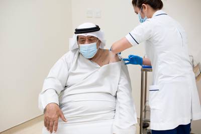 Ali Salem Ali Aladidi, 84, was one of the first in the emirate to take the Pfizer shot