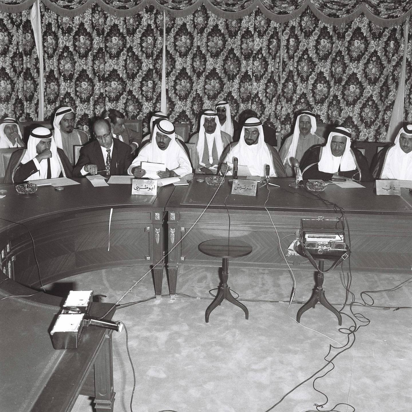 History Project 2010, "The First Day". The signing and speech at Union House, Dubai. December 2, 1971. Credit Ittihad Newspaper **EDS NOTE ***IMPORTANT** SEEK ADVISE FROM KAREN BEFORE USE