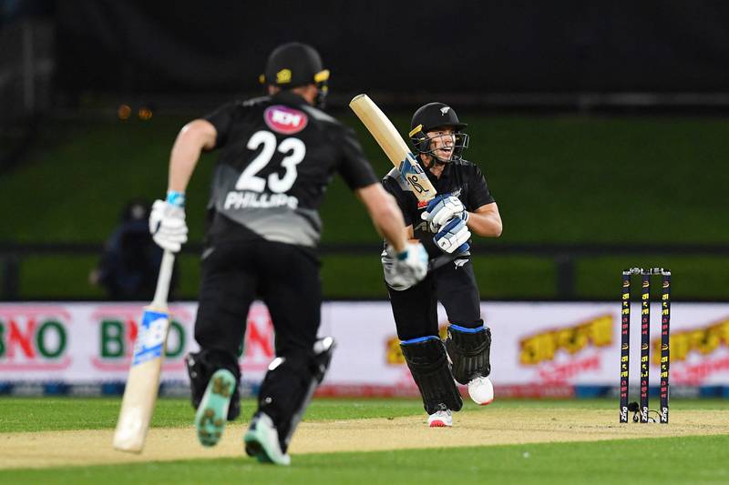 New Zealand's Mark Chapman, right, propelled the innings. AFP