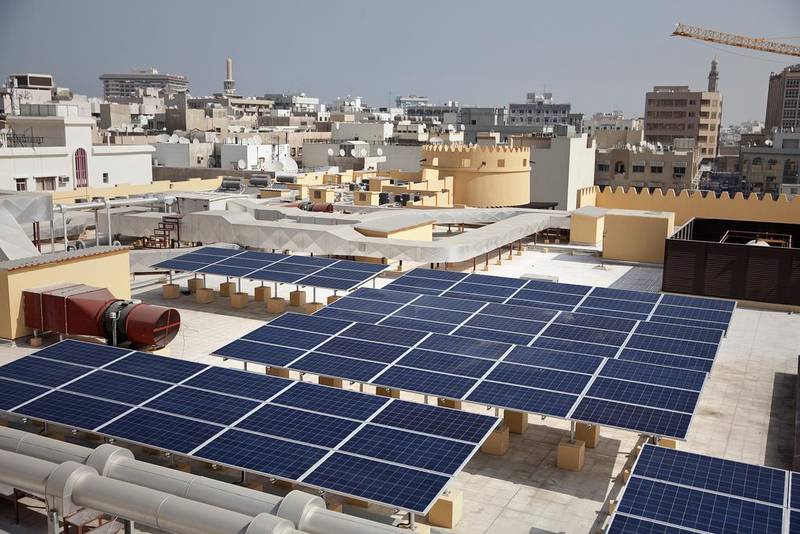 Solar installation on the roof of the new Al Fahidi Souk in Dubai.  Silvia Razgova / The National







