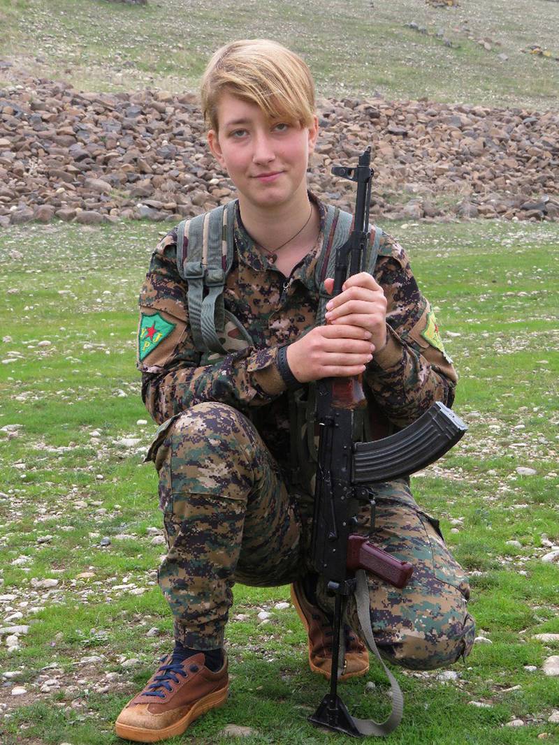 This undated photo provided by The Kurdish People's Protection Units (YPG) a Syrian Kurdish militia, shows Anna Campbell, 26, a British citizen who was a fighter with the Kurdish female militia known as YPJ, who was killed March 15, 2018 by a Turkish airstrike in Afrin, north Syria. (YPG Syrian Kurdish militia via AP)