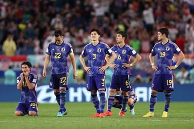Dejected Japan players after their defeat to Croatia in Qatar. Getty