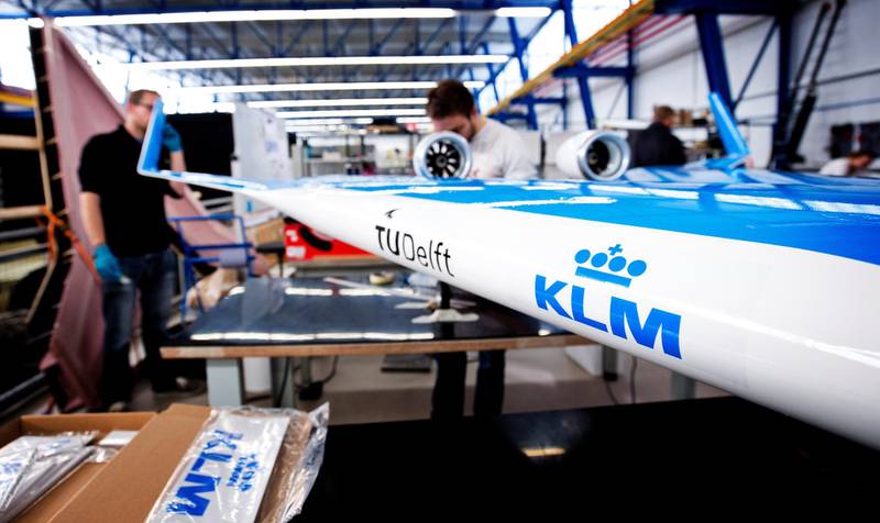 DELFT - TU Delft preparation of model Flying V. FOTO GUUS SCHOONEWILLE