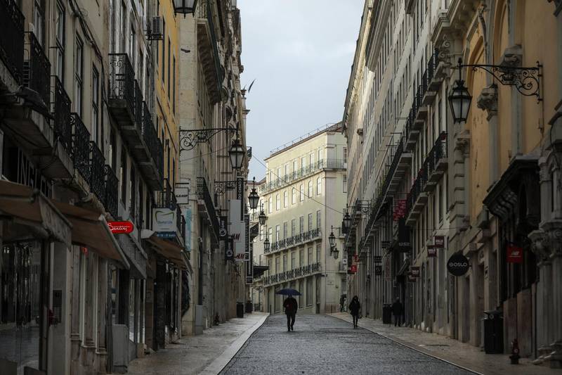 A view of an empty street in downtown Lisbon, Portugal. EPA